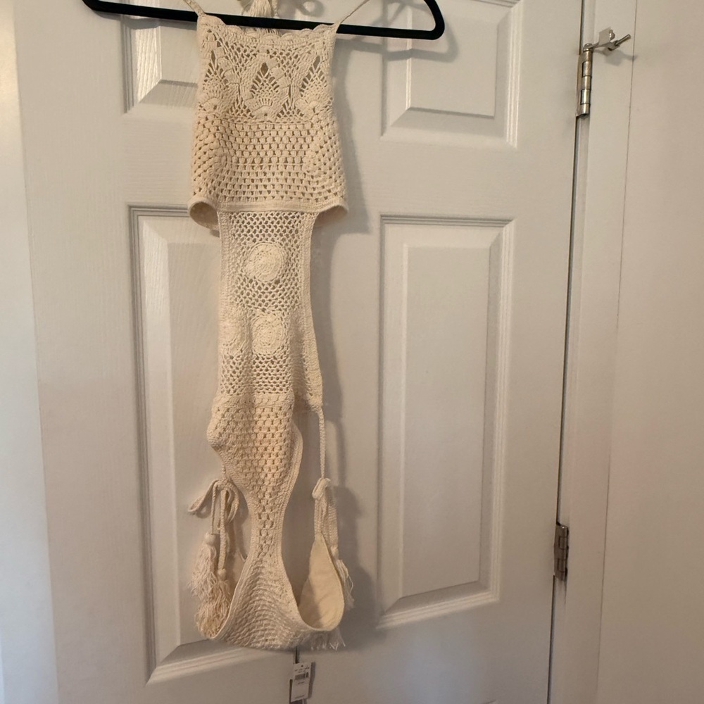 Aerie Cream Crochet One Piece Swimsuit